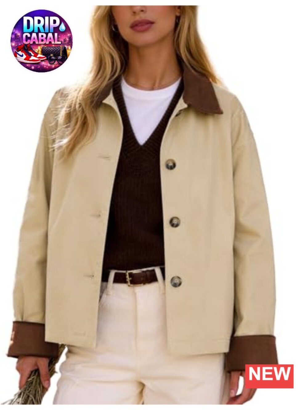 Cropped Trench Coat Women's Casual Jacket Polyester Fall Spring